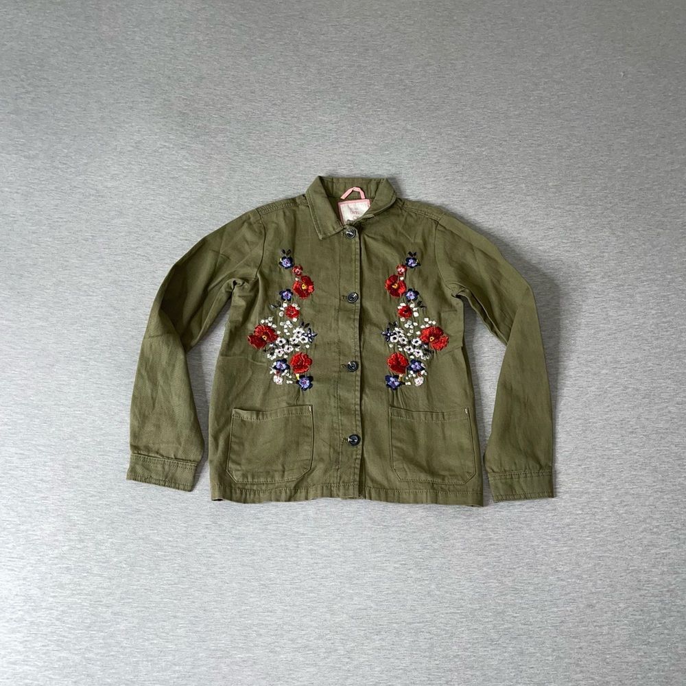 Lefties Spain Kids Girl’s Floral Embroidered Military Blazer Jacket